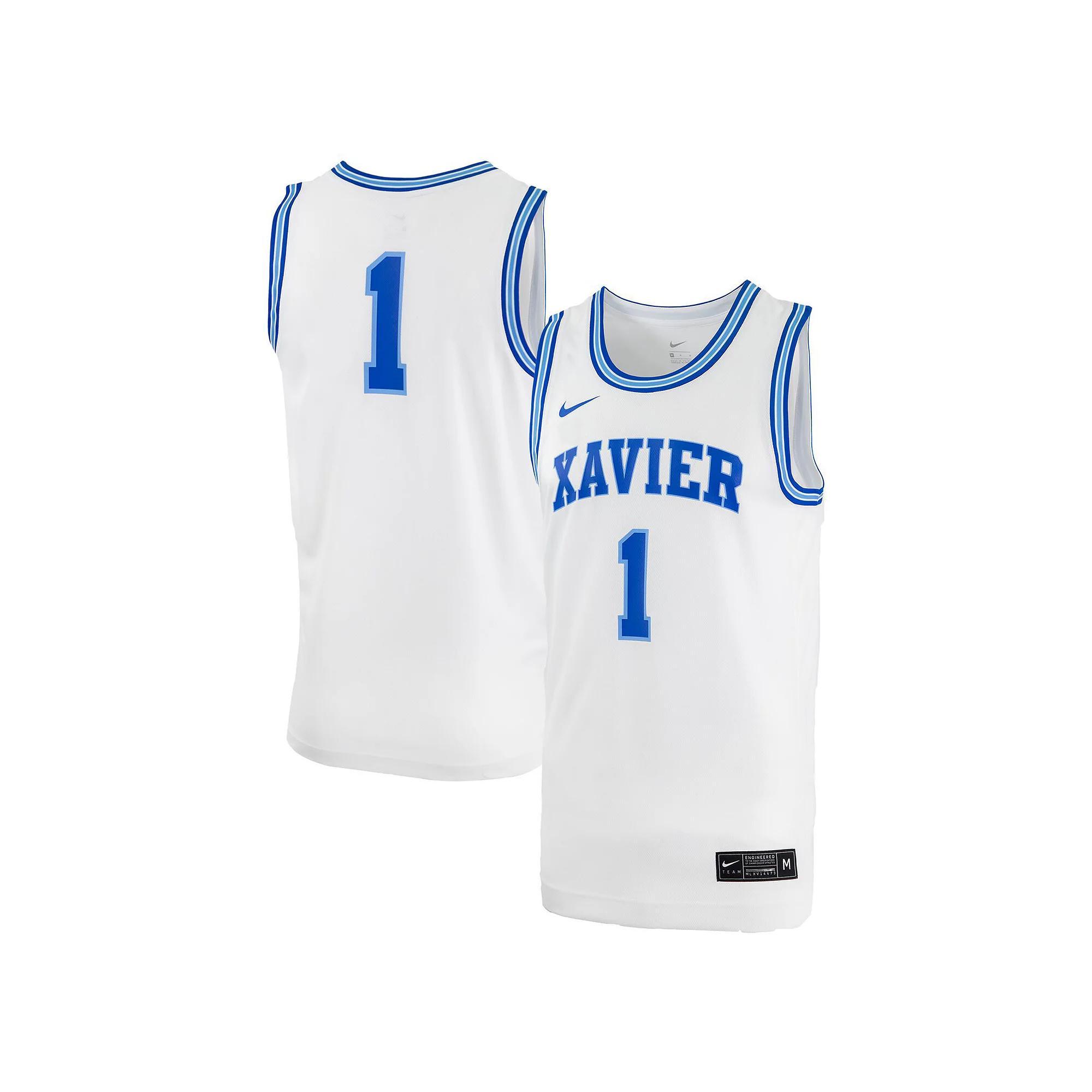 Men's Nike #0 White Xavier Musketeers Replica Basketball Jersey, Size: Small, Xav White Product Image