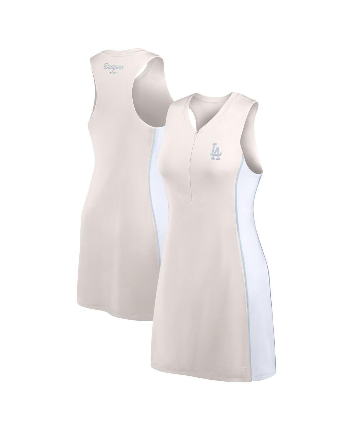 Women's Fanatics Cream Los Angeles Dodgers Studio Boost Athletic Half-Zip Dress, Size: Small, Beige Product Image