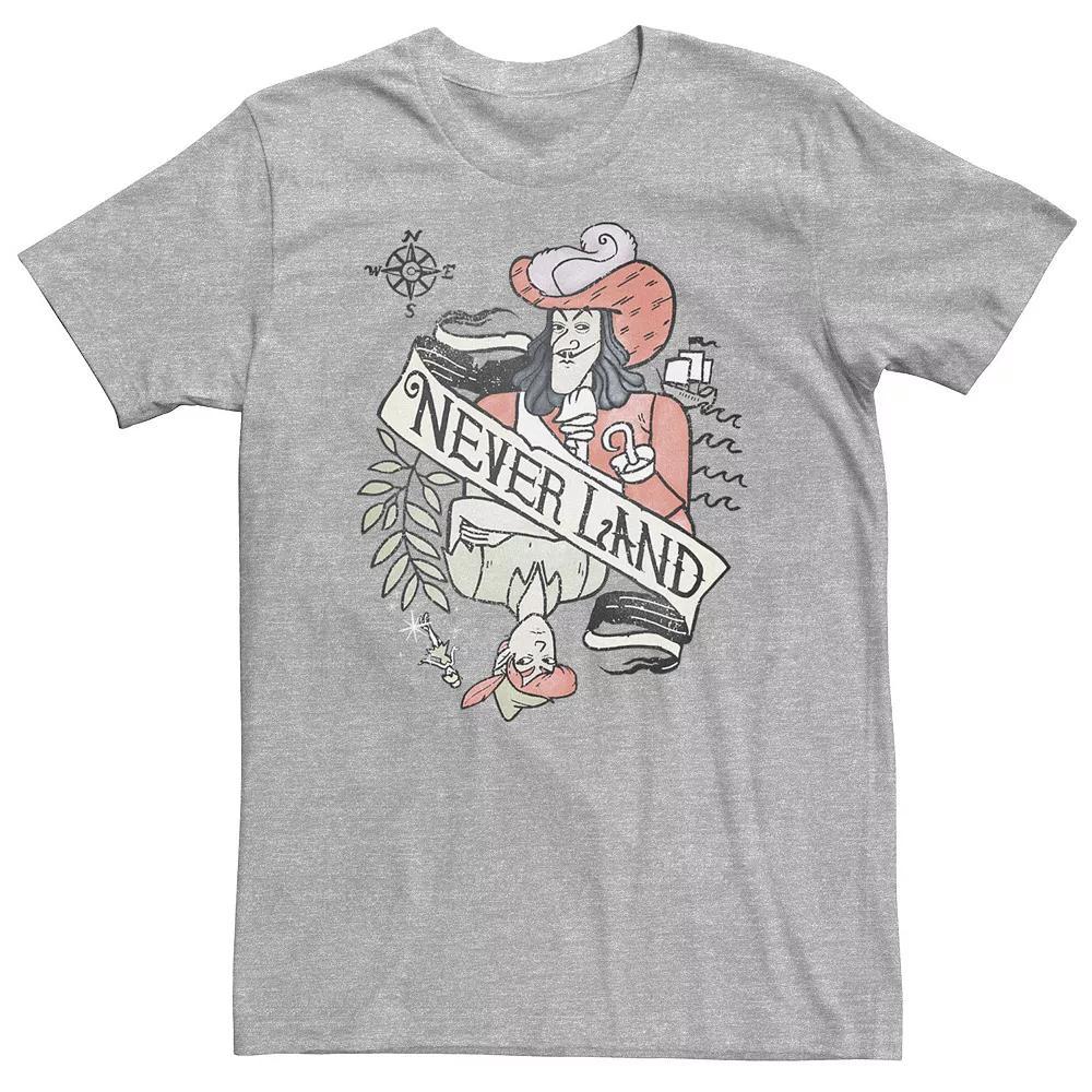 Big & Tall Disney Peter Pan Captain Hook Playing Card Tee, Men's, Size: 4XL, Athletic Grey Product Image