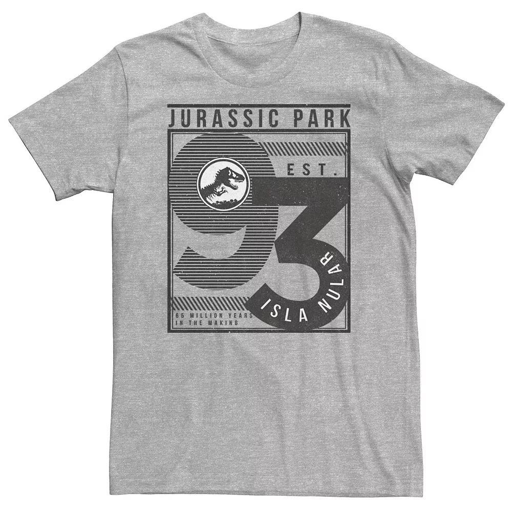 Big & Tall Jurassic Park Est. 93 Isla Nublar Poster Tee, Men's, Size: 3XL Tall, Athletic Grey Product Image