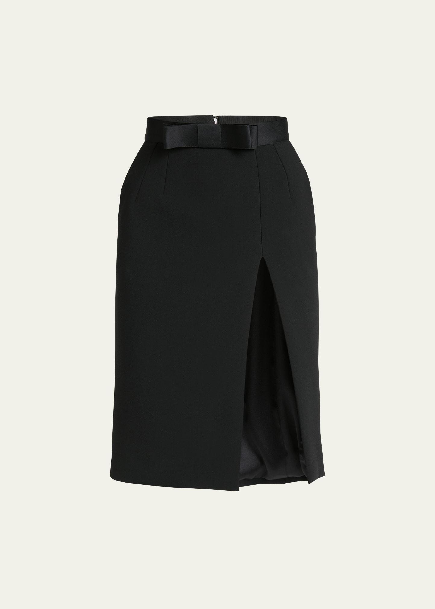 Bow Slit Wool-Blend Skirt Product Image