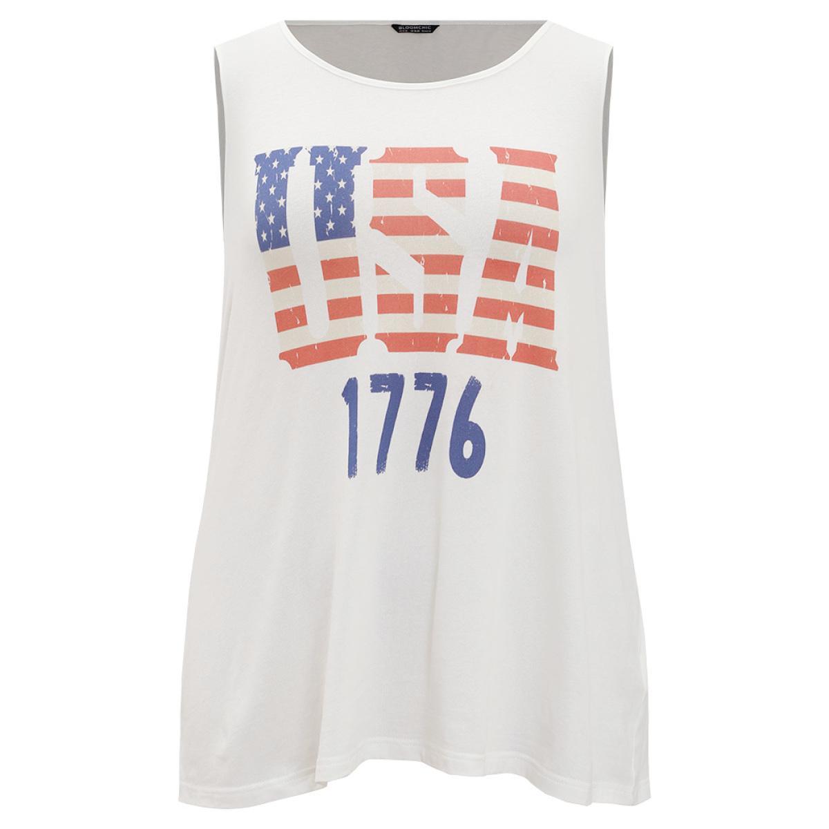 Plus Size Letter Print Graphic Tank Top Women White Casual Dailywear Tank Tops Camis BloomChic 10/M Product Image