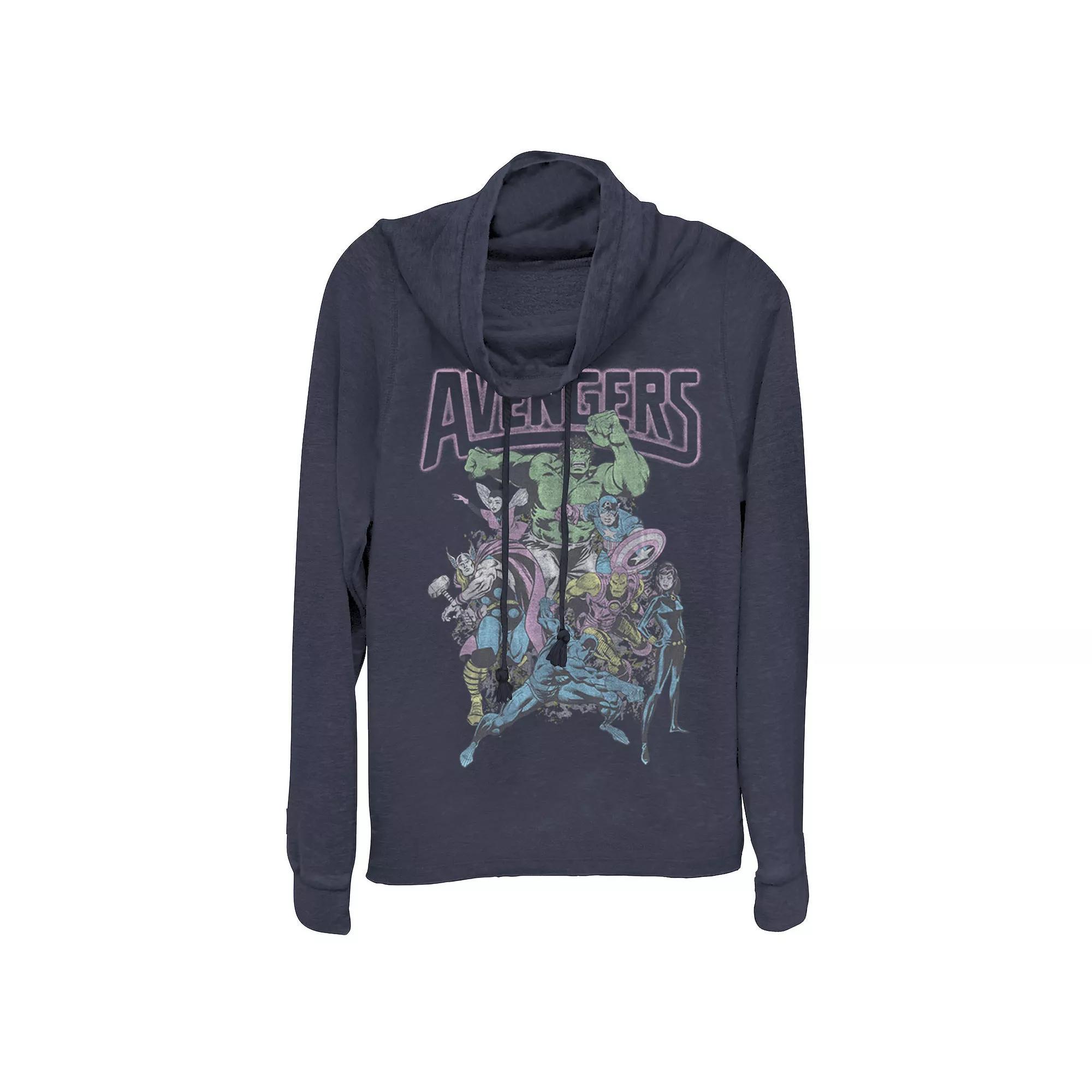 Juniors' Marvel Avengers Band Cowlneck Graphic Lightweight Long Sleeve, Girl's, Size: XL, Blue Product Image