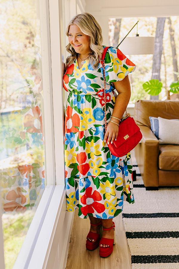 Porch Swing At Sunset Floral Midi in White Curves Product Image