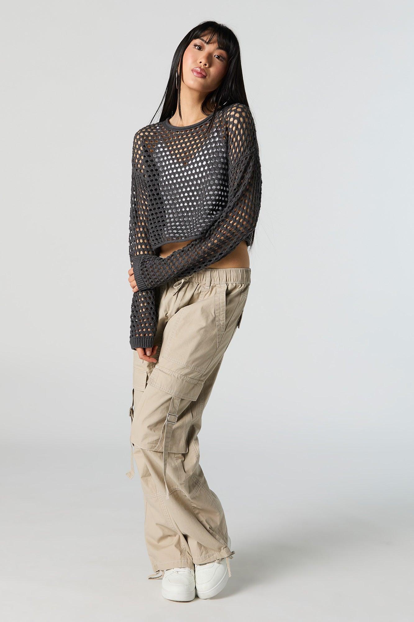 Wide Open Knit Cropped Sweater Female Product Image