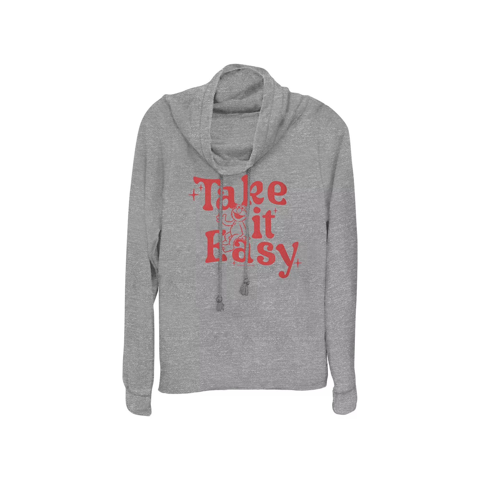 Plus Size PBS Kids Sesame Street Elmo Take It Easy Cowlneck Graphic Lightweight Long Sleeve, Women's, Size: 1XL, Gray Grey Product Image