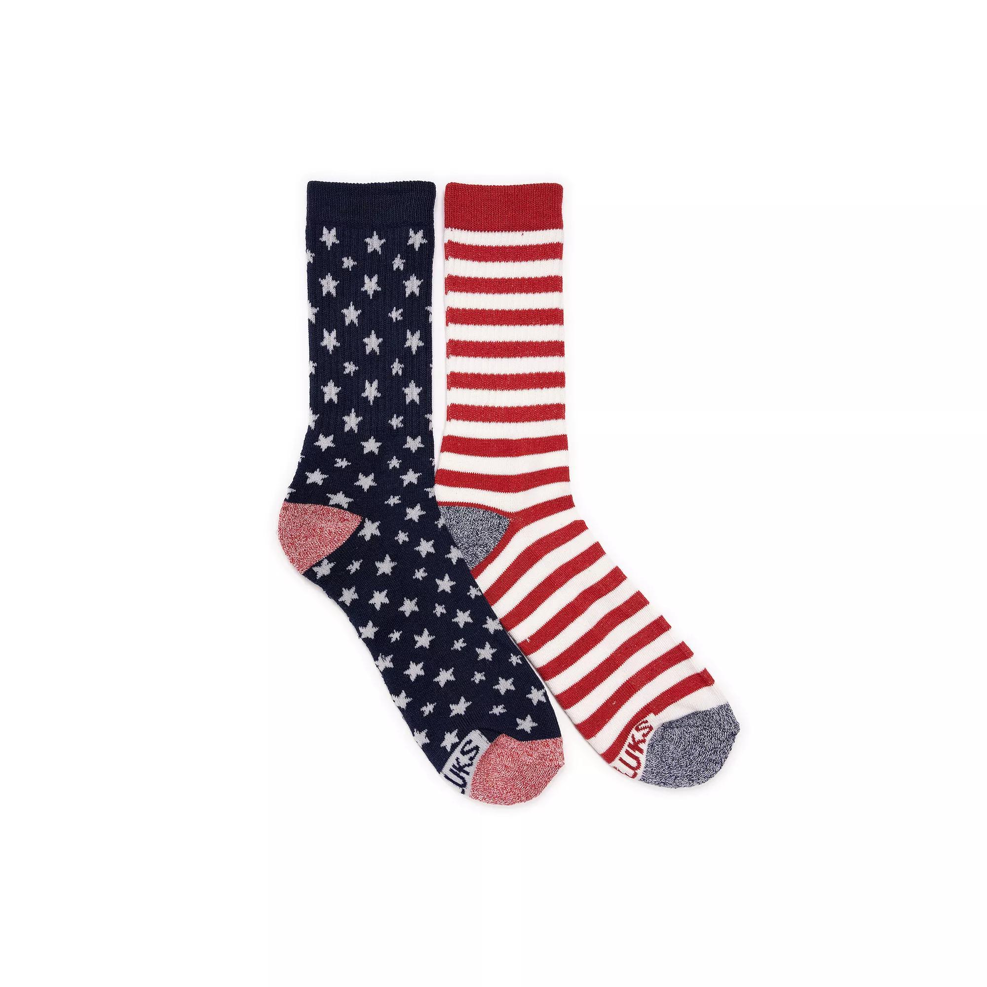 MUK LUKS Patriotic Crew Socks 2-Pack, Womens Product Image