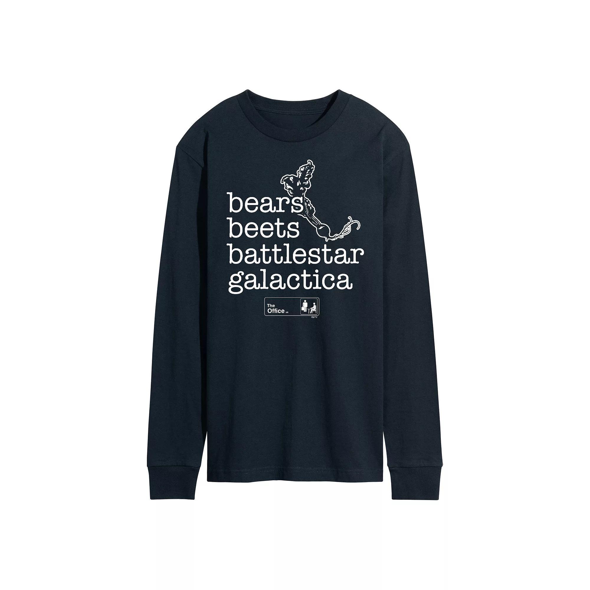 Mens The Office Bears Beets Long Sleeve Tee Blue Product Image