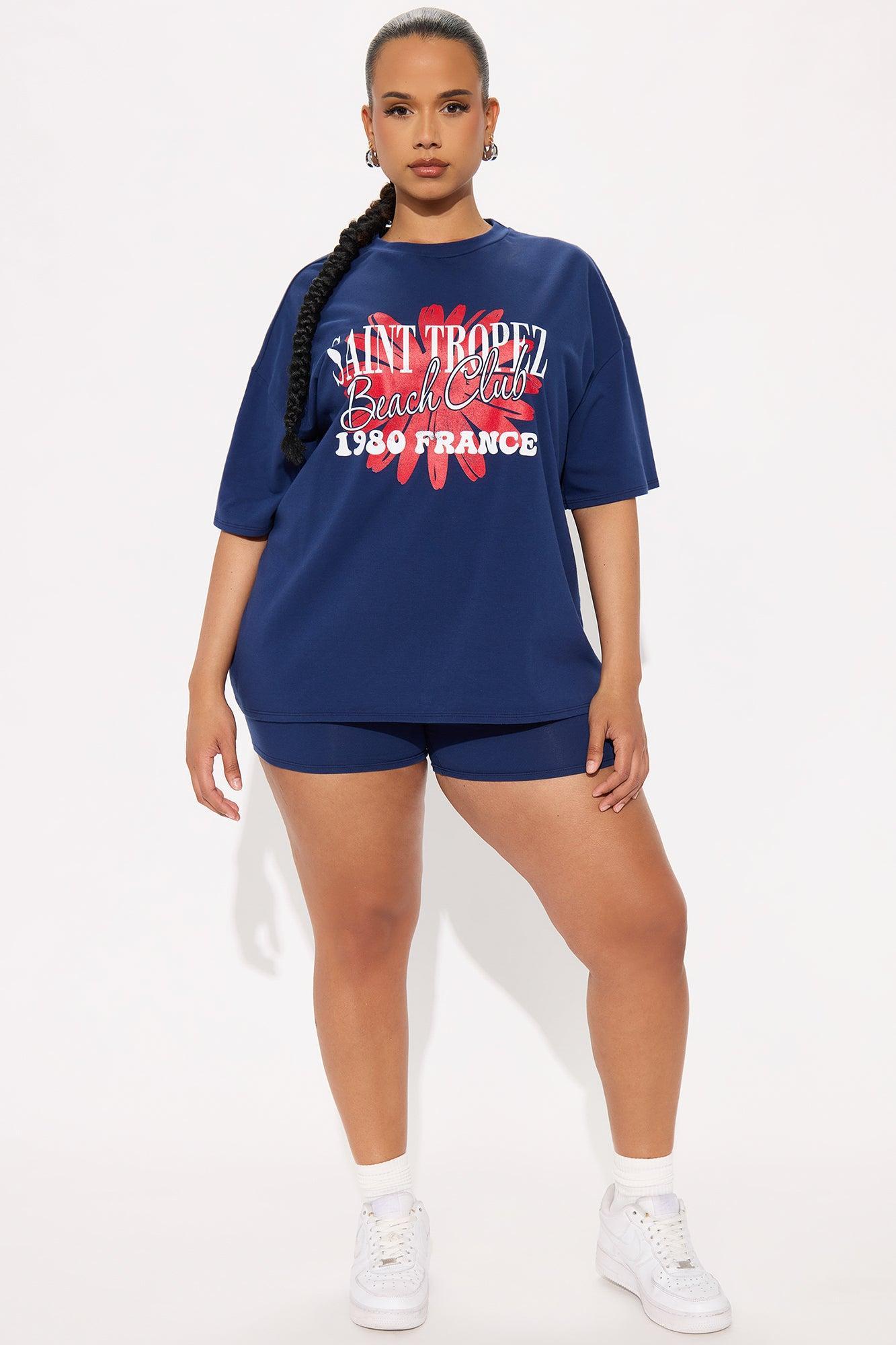 St. Tropez Beach Club Oversize  Short Set - Navy Product Image