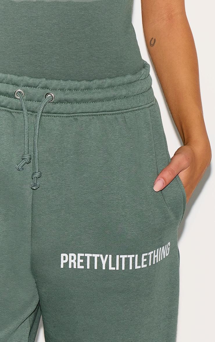 PRETTYLITTLETHING Sea Green Logo High Waisted Cuffed Sweatpant Product Image