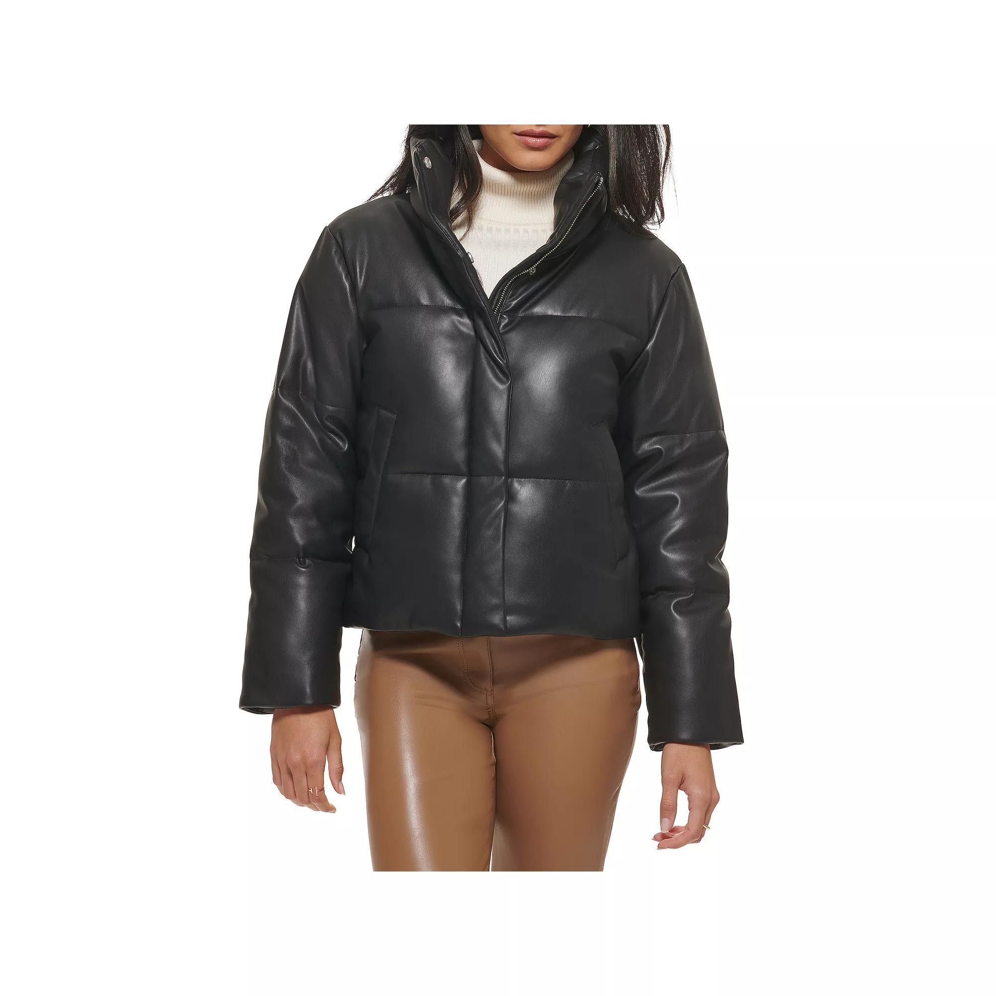 Womens Levis Faux-Leather Short Puffer Jacket Green Product Image