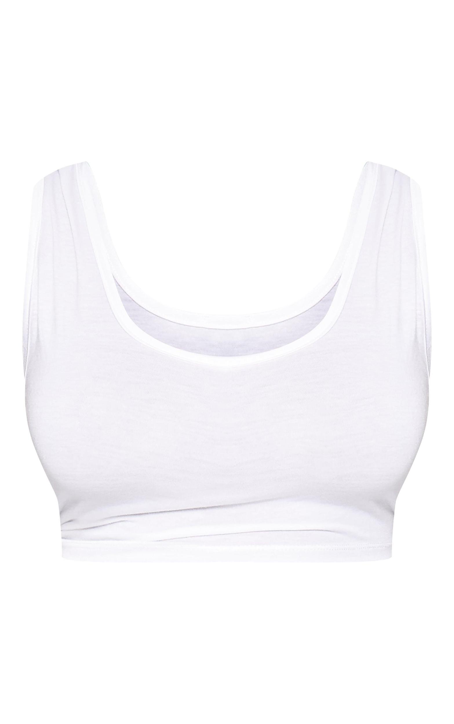 Plus White Basic Jersey Square Neck Crop Tank Product Image