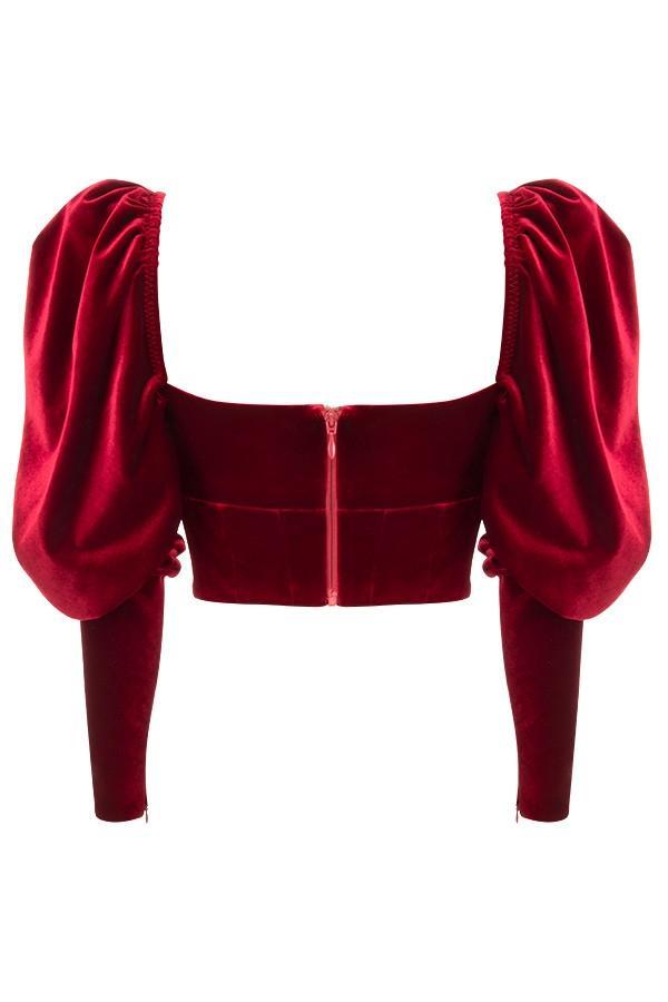 Valerie Wine Velvet Long Sleeved Corset Product Image