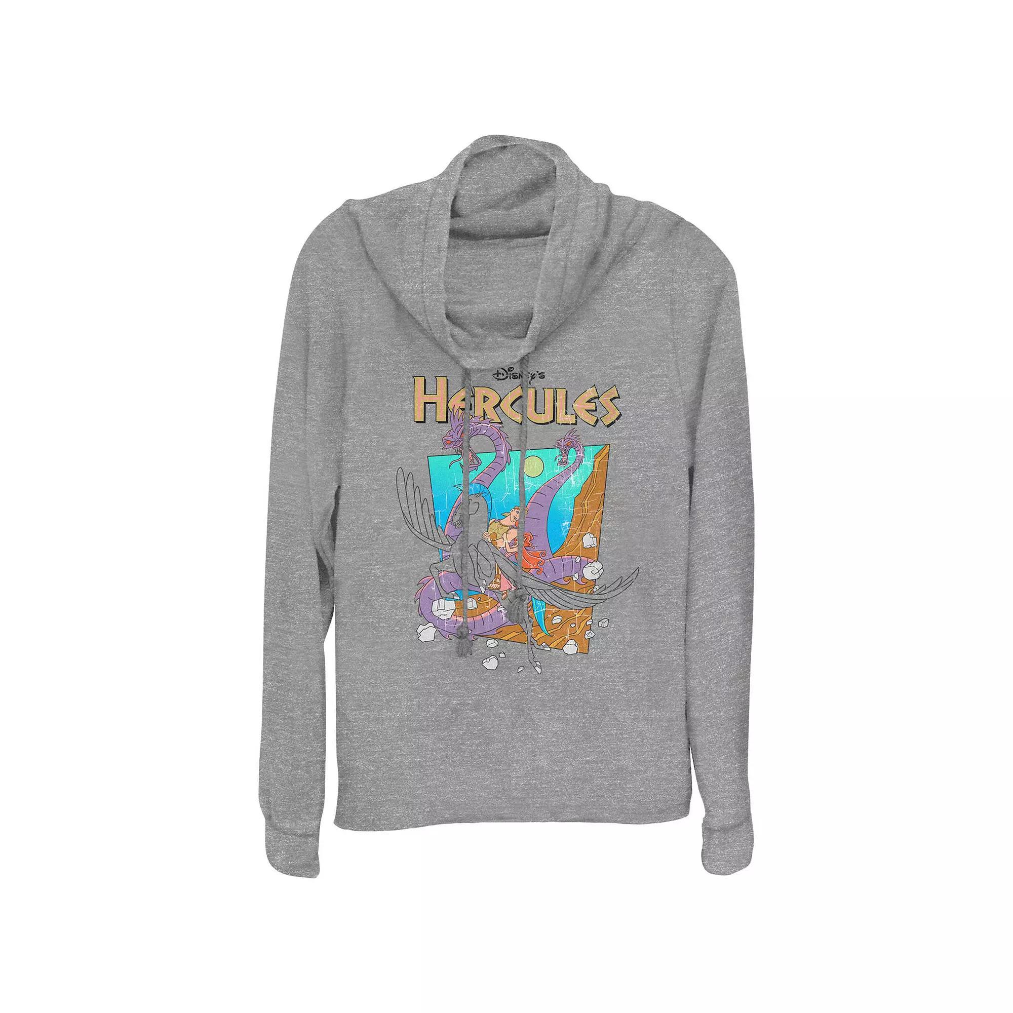 Disney's Hercules Hydra Escape Women's Cowlneck Graphic Lightweight Long Sleeve, Size: Small, Gray Grey Product Image