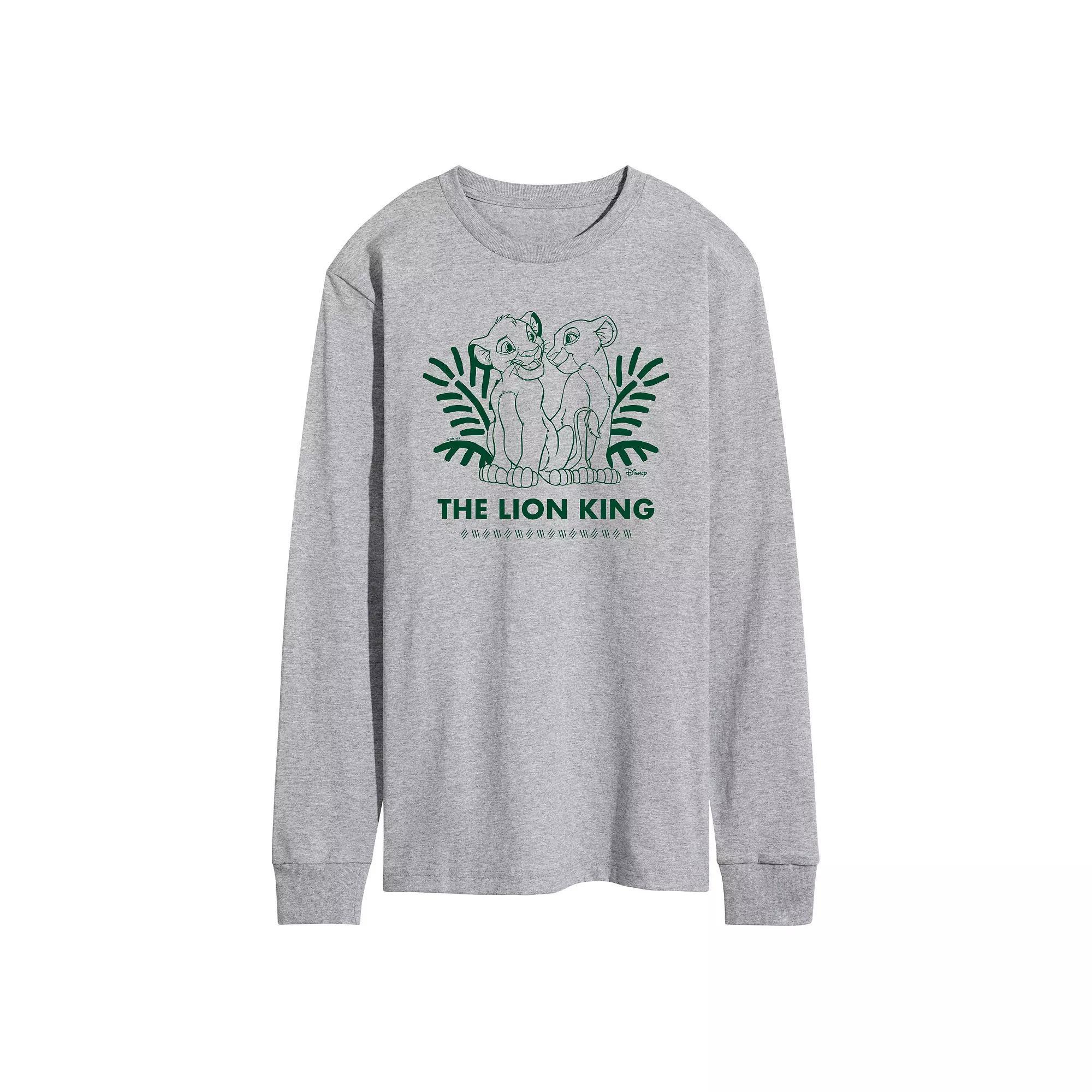 Disneys Lion King Simba & Nala Mens Long Sleeve Graphic Tee Grey Gray Product Image
