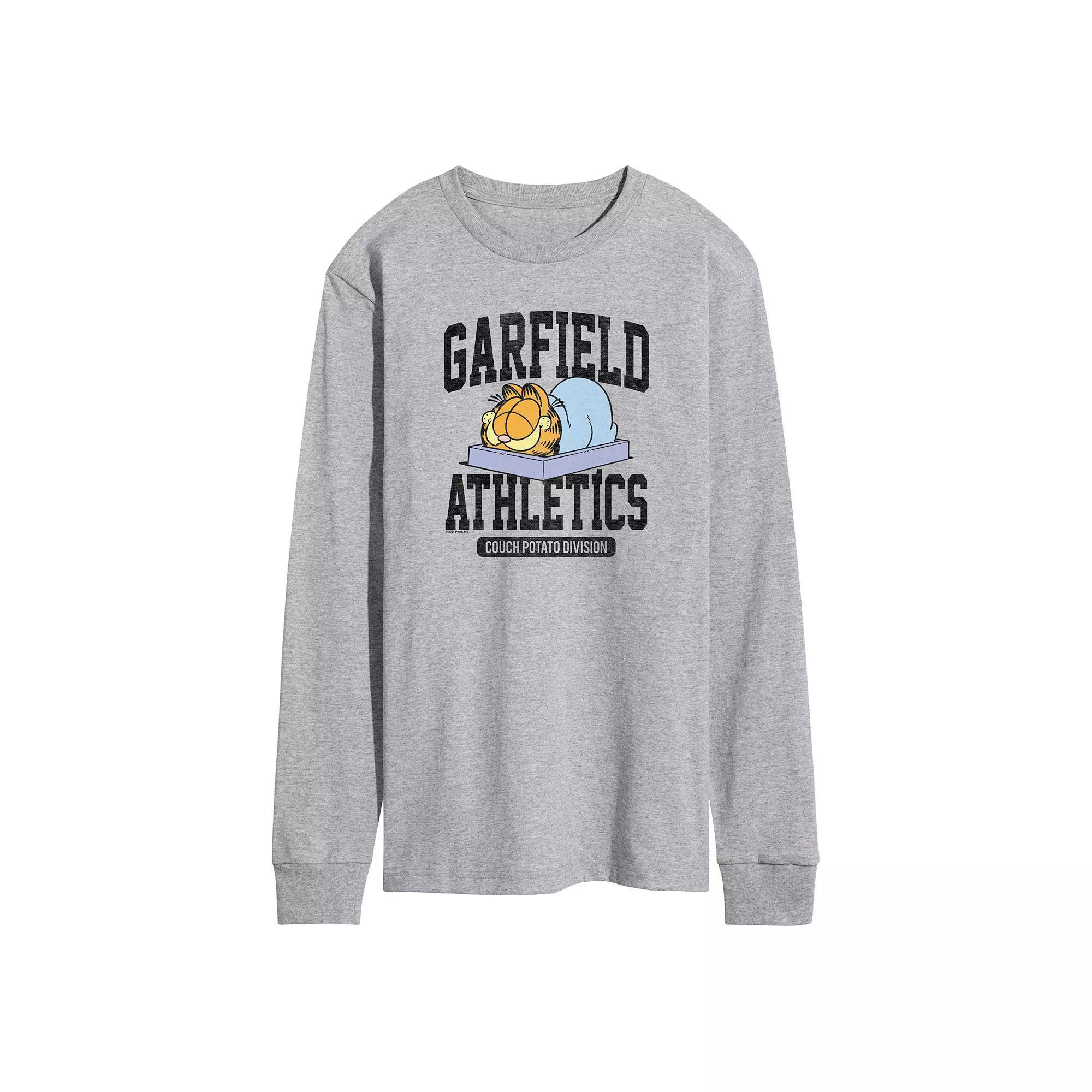 Mens Garfield Athletics Couch Potato Long Sleeve Graphic Tee Grey Gray Product Image