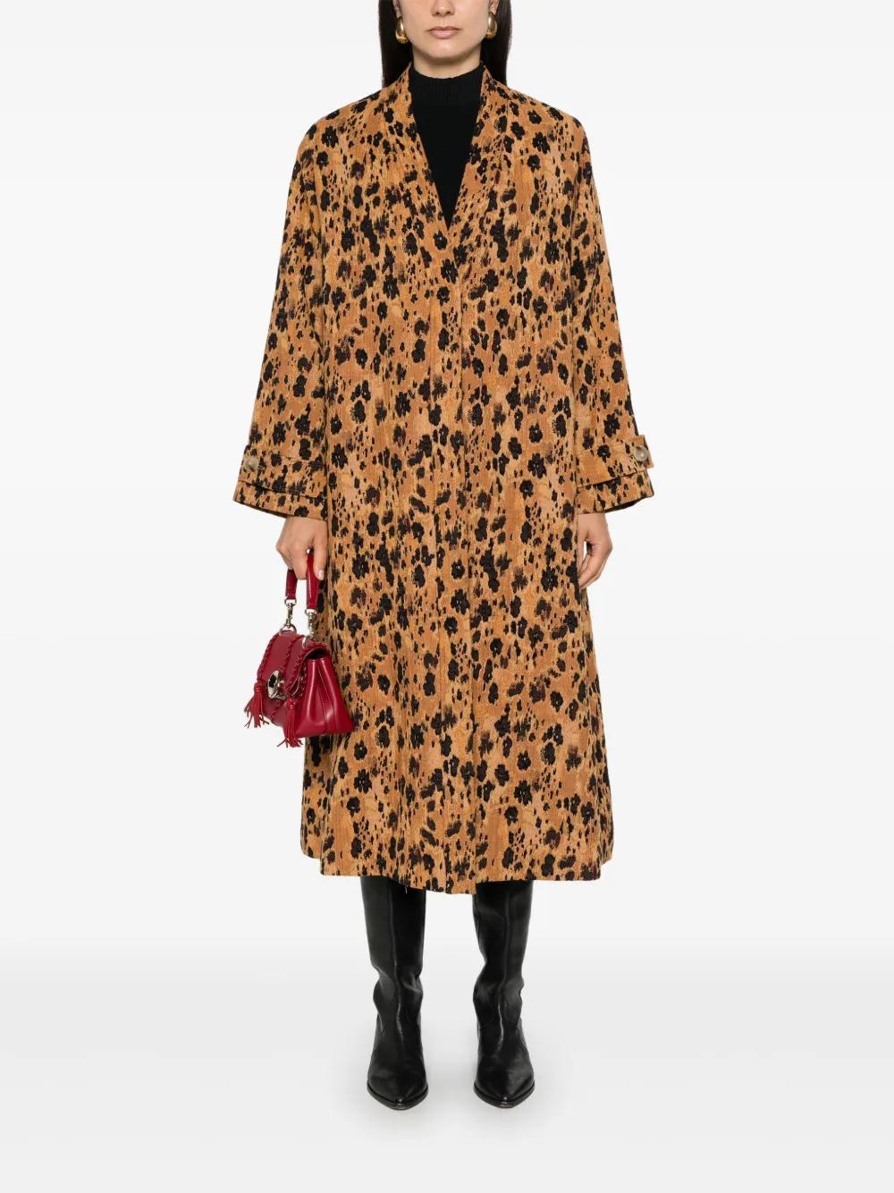 leopard-print jacquard coat Product Image