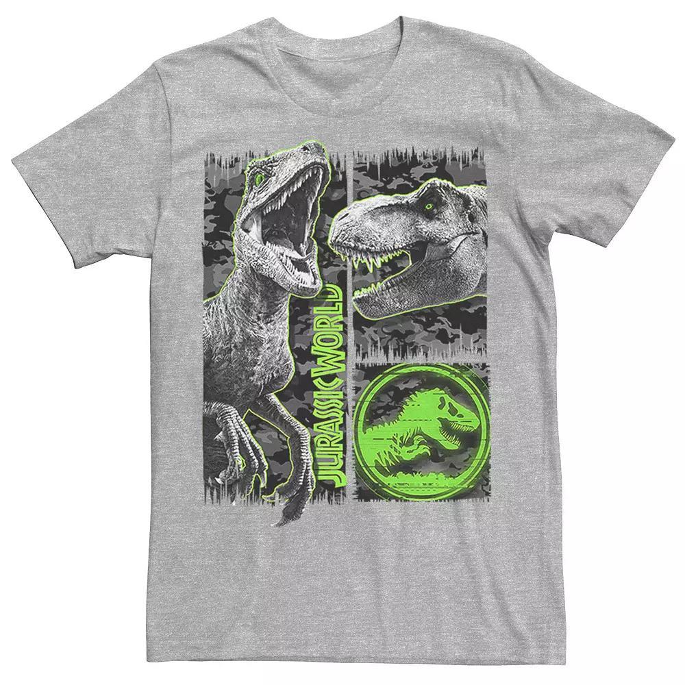 Men's Jurassic World Two Raptor T-Rex Camo Scratch Tee, Size: Small, Athletic Grey Product Image
