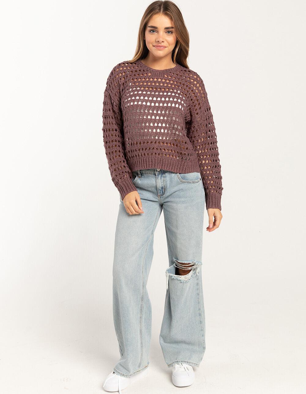 FULL TILT Essentials Open Knit Womens Pullover Sweater - TAN Product Image