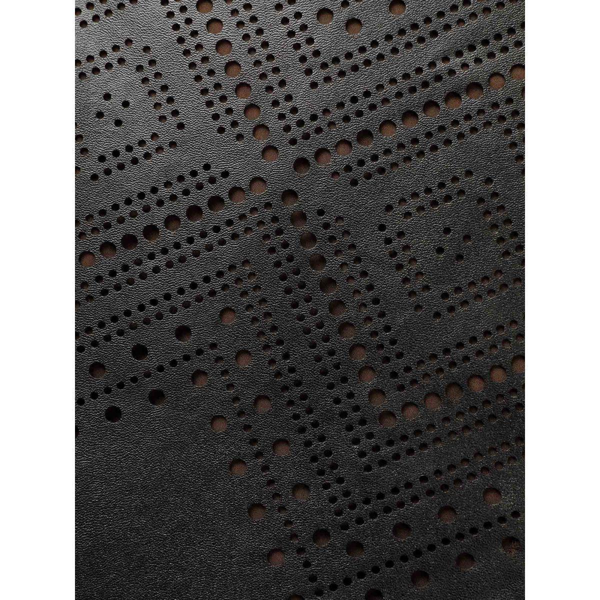 Plus Size Solid PU Leather Laser Cut Dress Black Women Elegant Texture Square Neck Sleeveless Curvy BloomChic 10/M Product Image