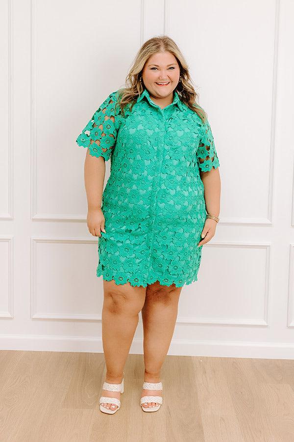 Sunshine Sunday Crochet Mini Dress in Emerald Curves Product Image