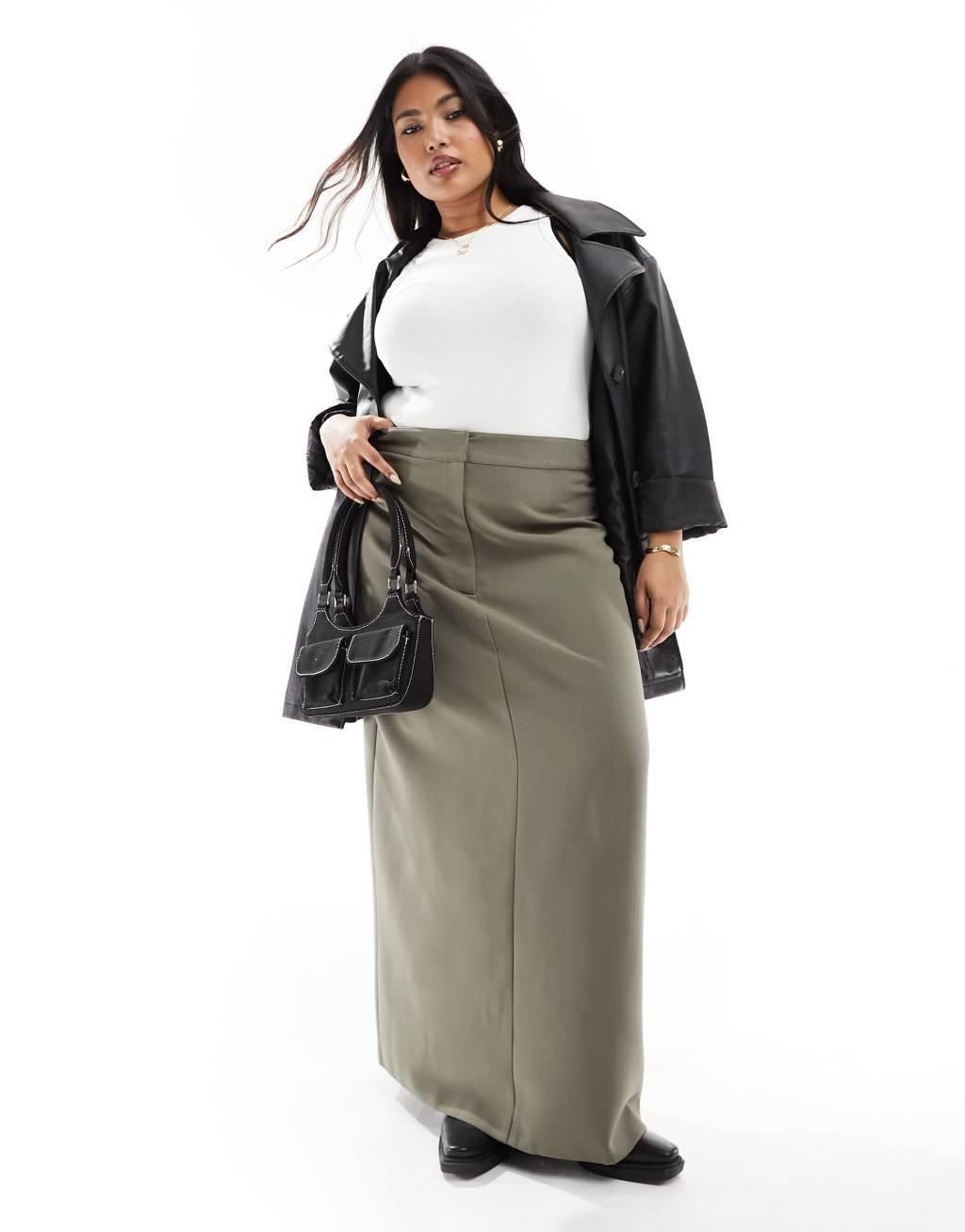 4th & Reckless Plus exclusive tailored column maxi skirt Product Image