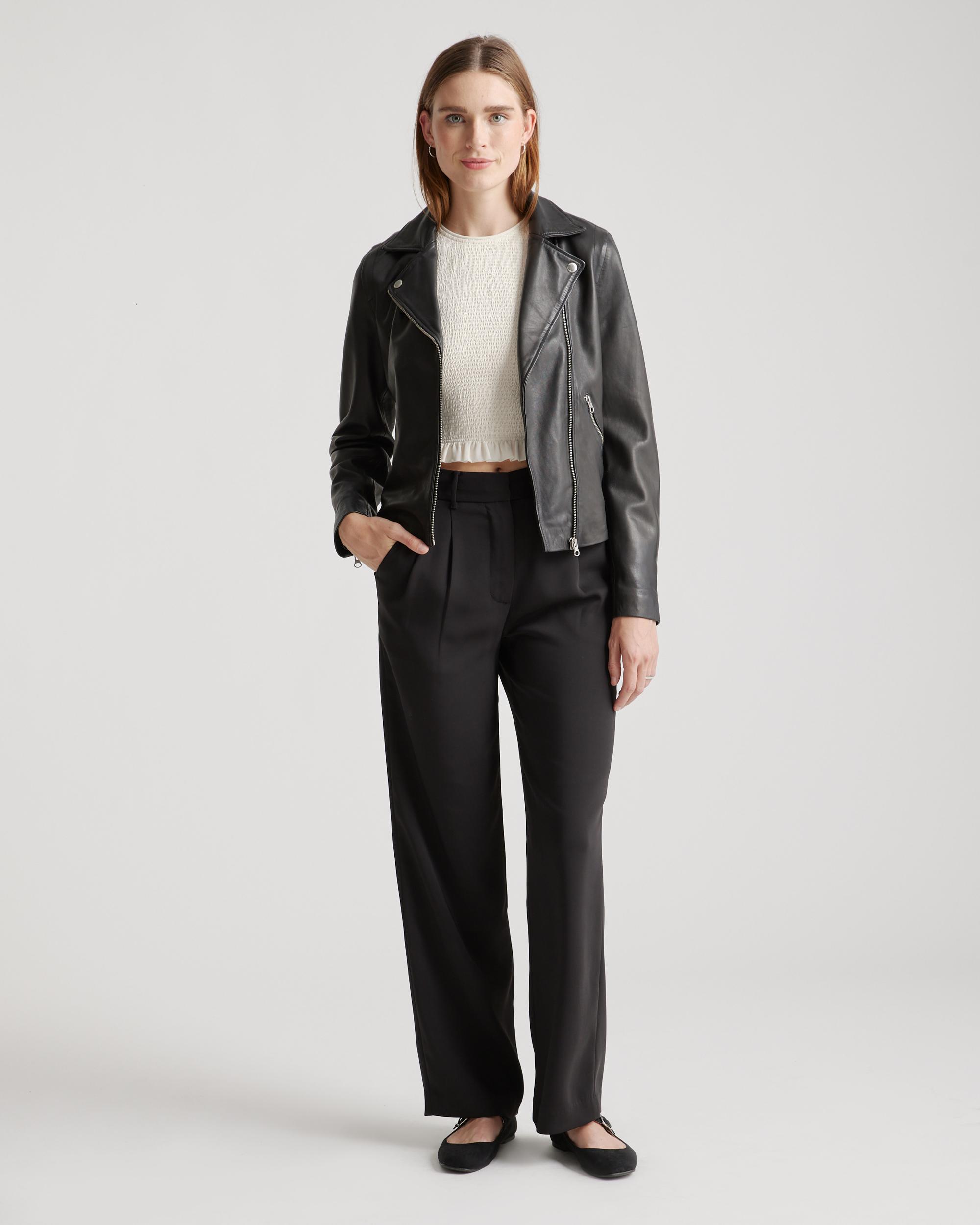 Quince | Women's 100% Washed Leather Biker Jacket Product Image