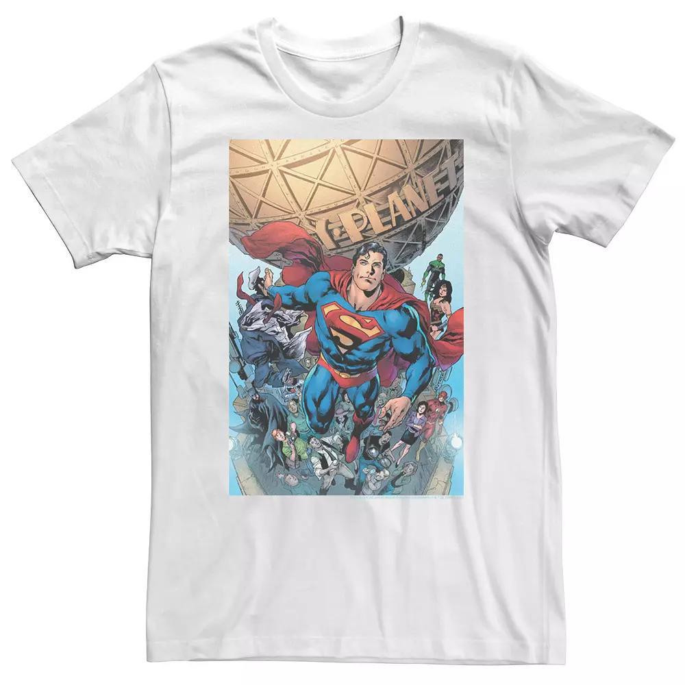 Big & Tall DC Comics Justice League Daily Planet Poster Tee, Men's, Size: XXL Tall, White Product Image