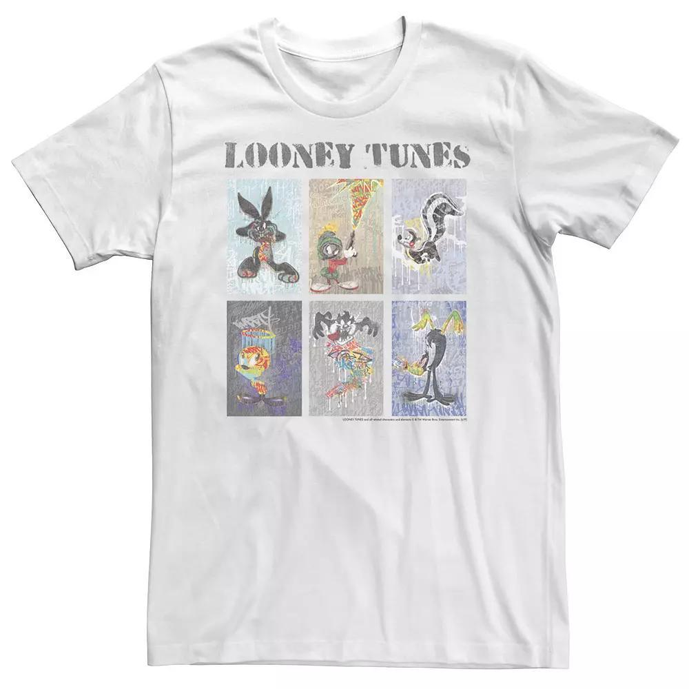 Big & Tall Looney Toons Painted Character Squares Tee, Men's, Size: 5XL, White Product Image