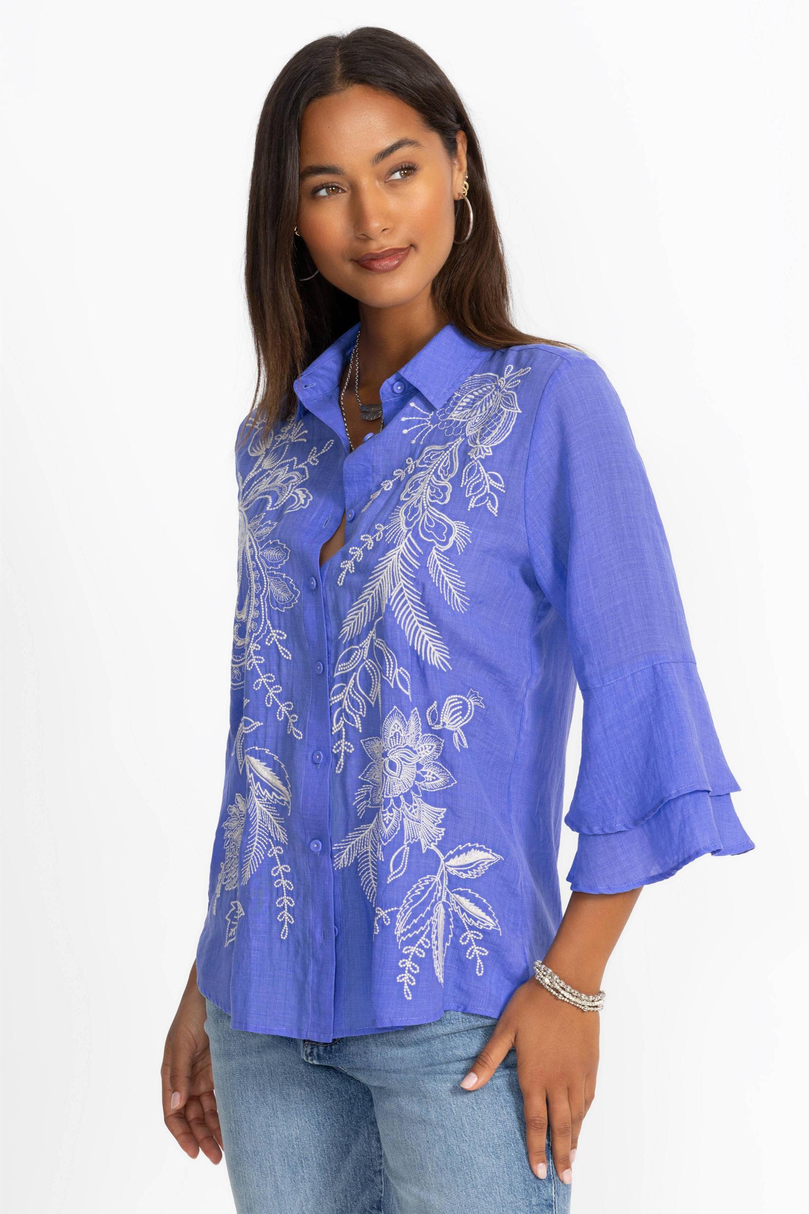 3/4 Sleeve Flouce Shirt - Roberta Product Image