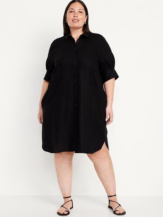 Linen-Blend Shirt Dress Product Image