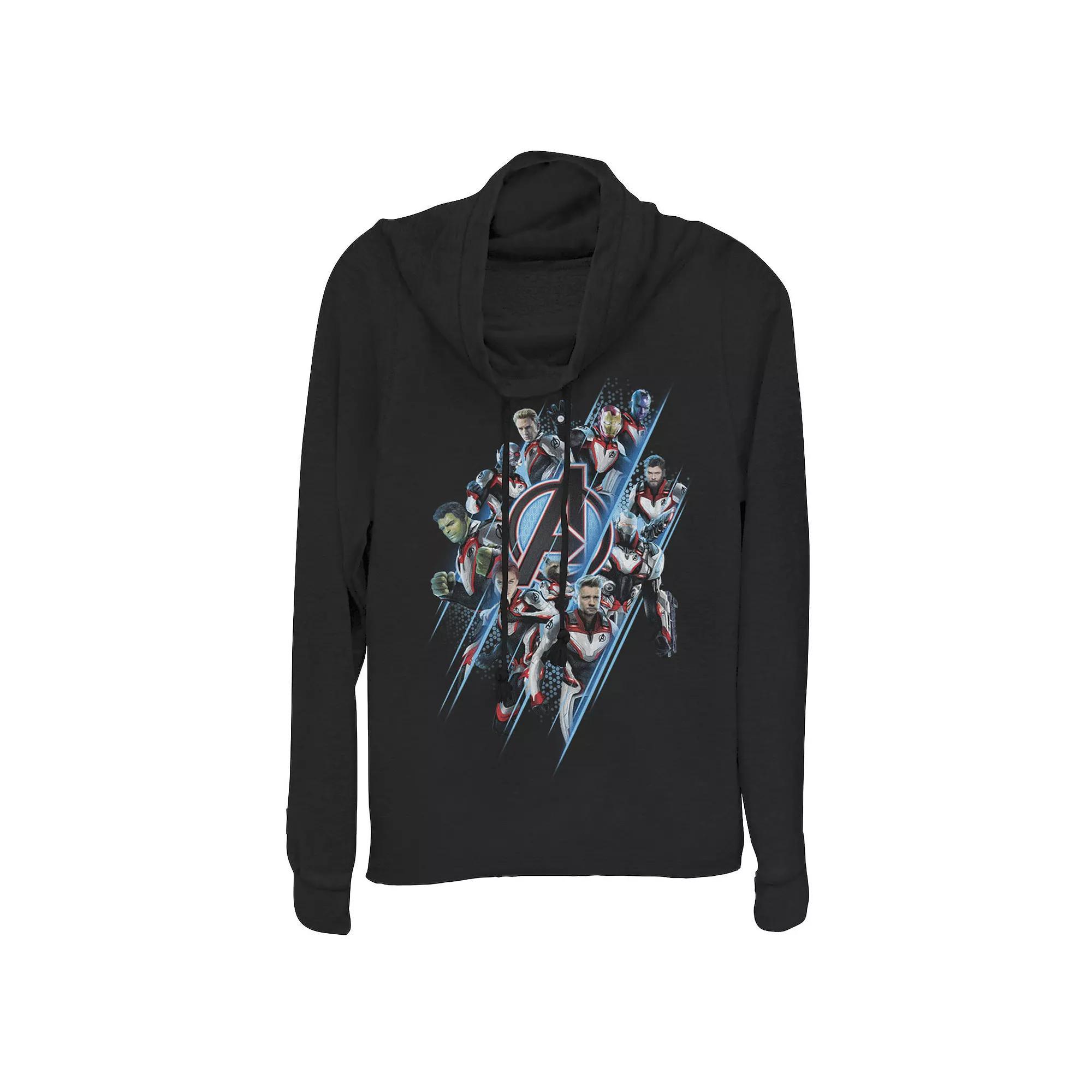 Juniors Marvel Avengers Endgame Iron Man Splatter Cowlneck Graphic Lightweight Long Sleeve, Girls Product Image