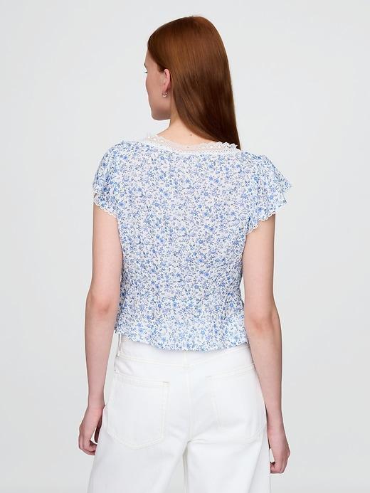 Lace-Trim Floral Top Product Image