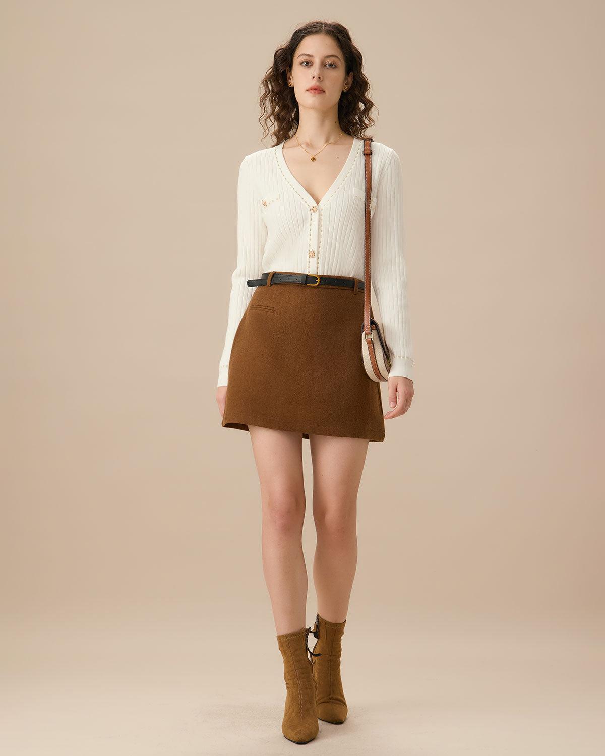 White Contrasting Single-Breasted Cardigan Product Image