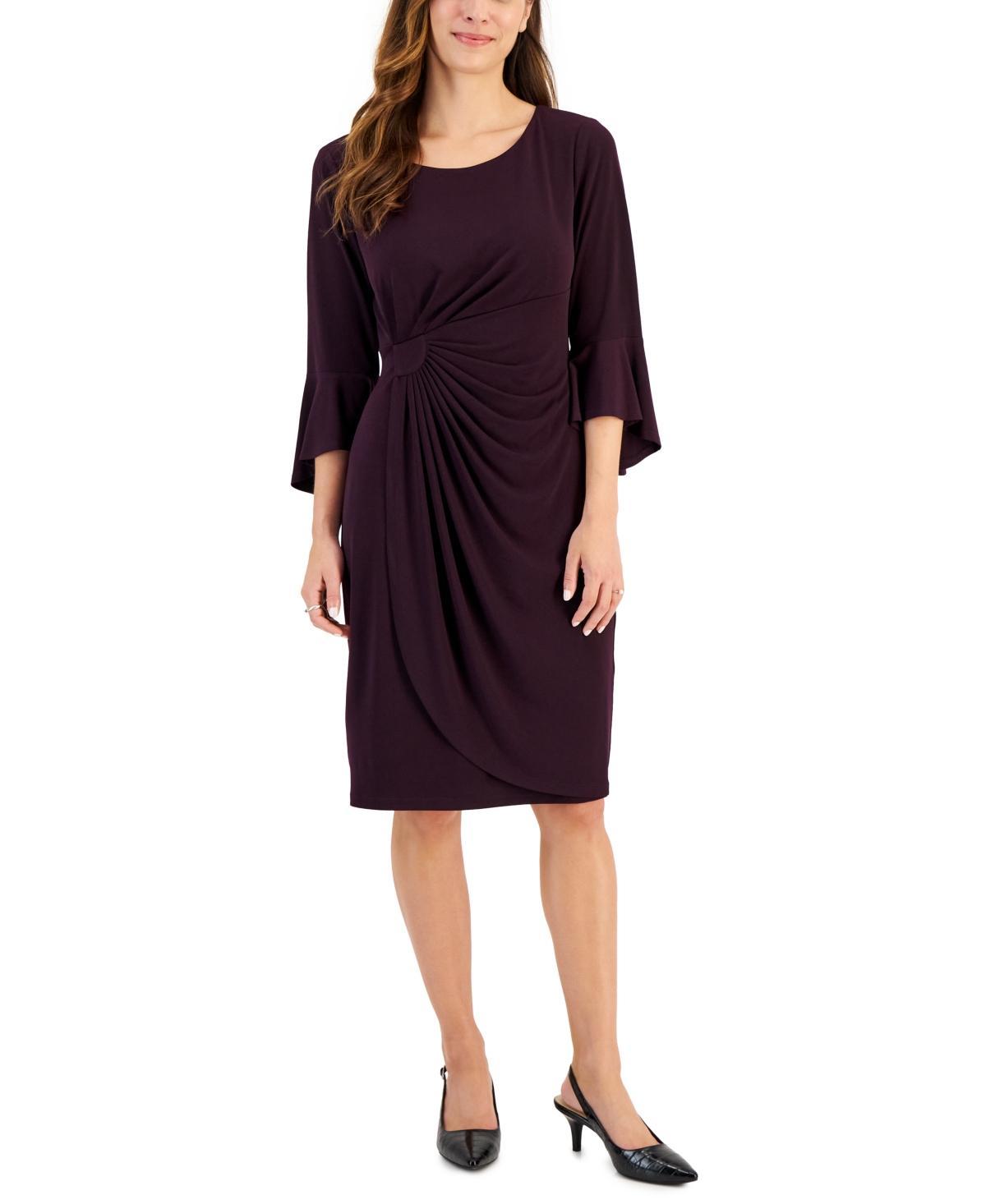 Womens Connected Apparel Solid Bell Sleeve Dress Product Image