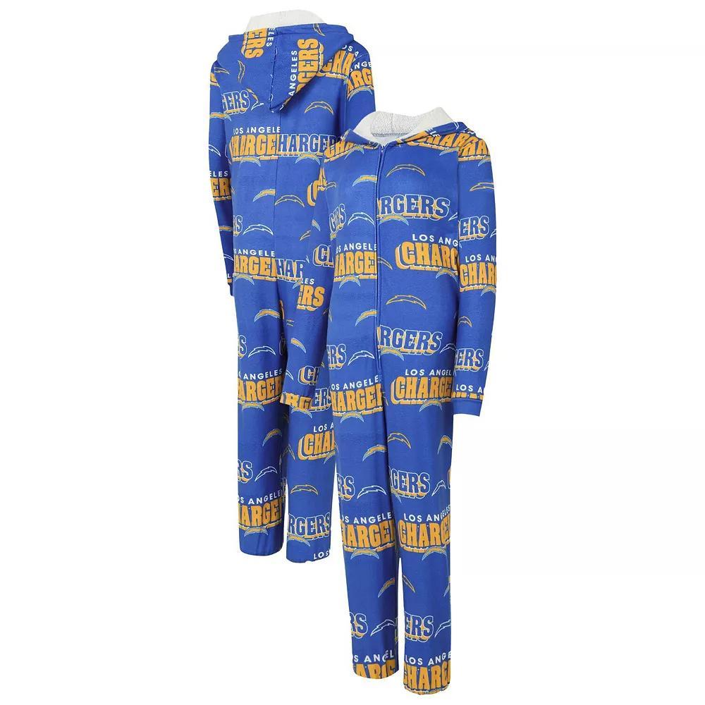 Women's Concepts Sport Powder Blue Los Angeles Chargers Roadway Allover Print Microfleece Full-Zip Union Suit, Size: XL, Light Product Image
