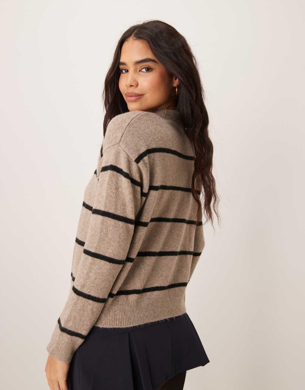 Mango high neck soft sweater in oatmeal Product Image