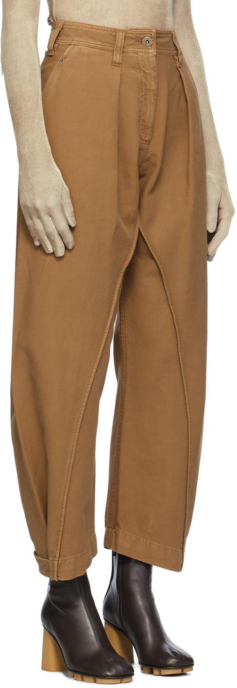 JW ANDERSON Workwear Cotton Twill Twisted Seam Pants In Brown Product Image