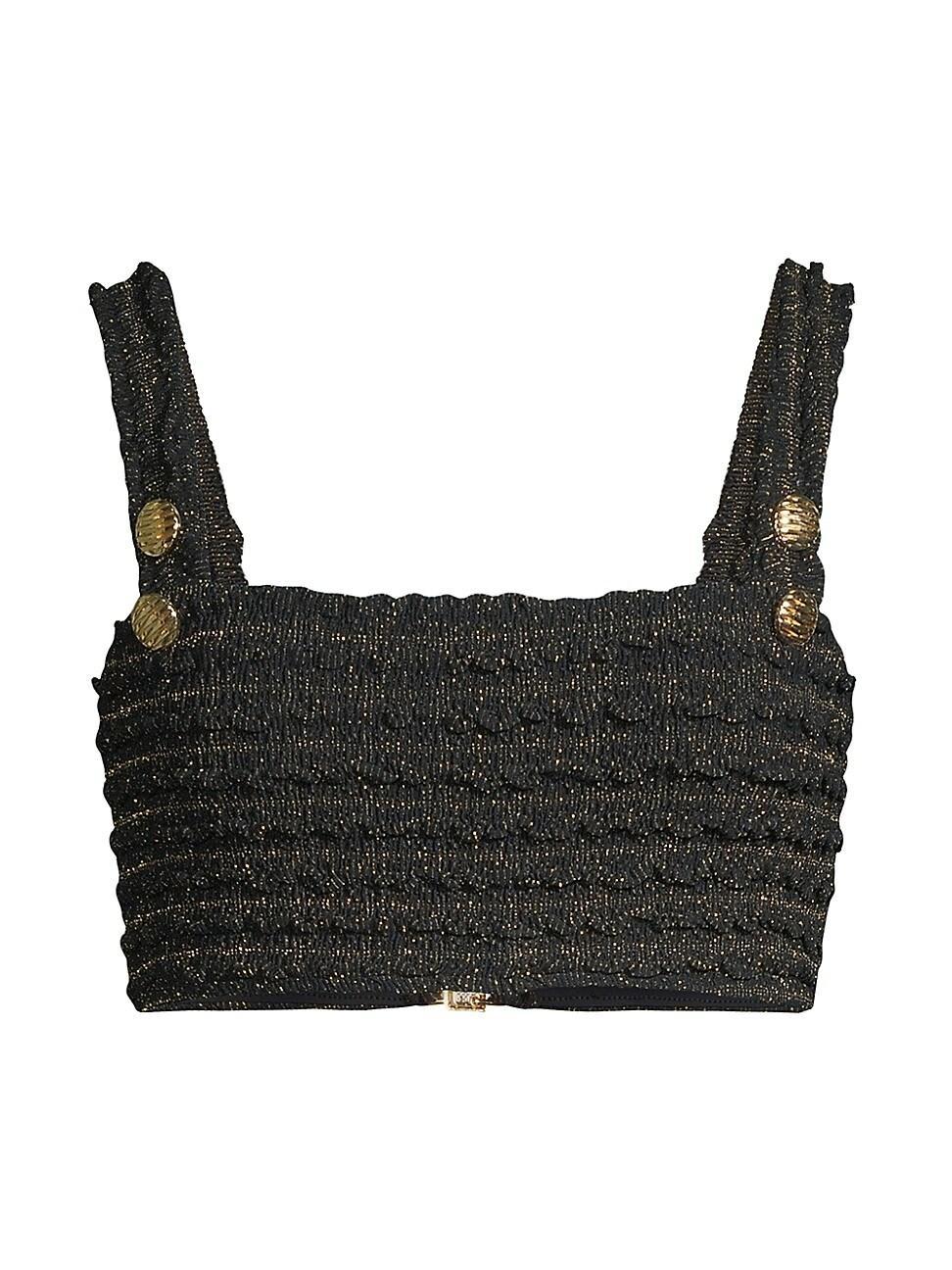 Womens Crinkle Lurex Bikini Top Product Image