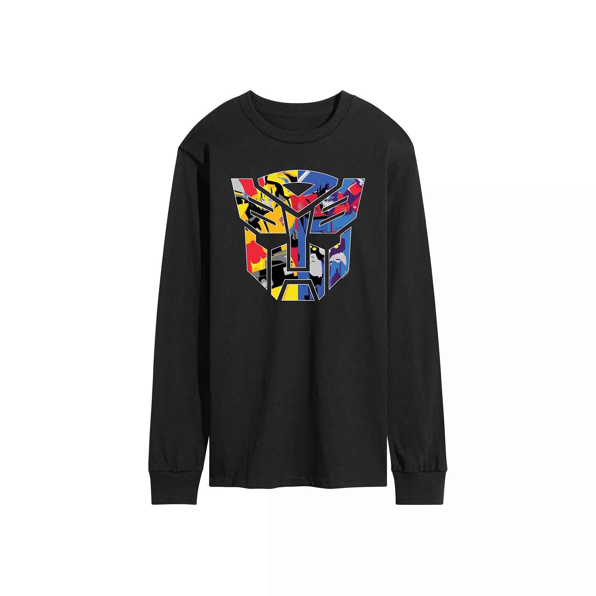 Men's Transformers Logo Long Sleeve Graphic Tee, Size: XL, Black Product Image
