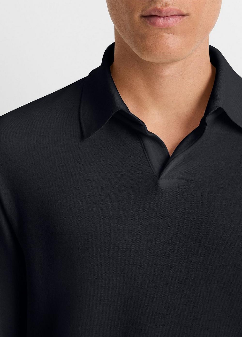 Mens Double-Face Cotton-Blend Long-Sleeve Polo Shirt, Coastal Blue/ultramarine, Size M Vince Product Image