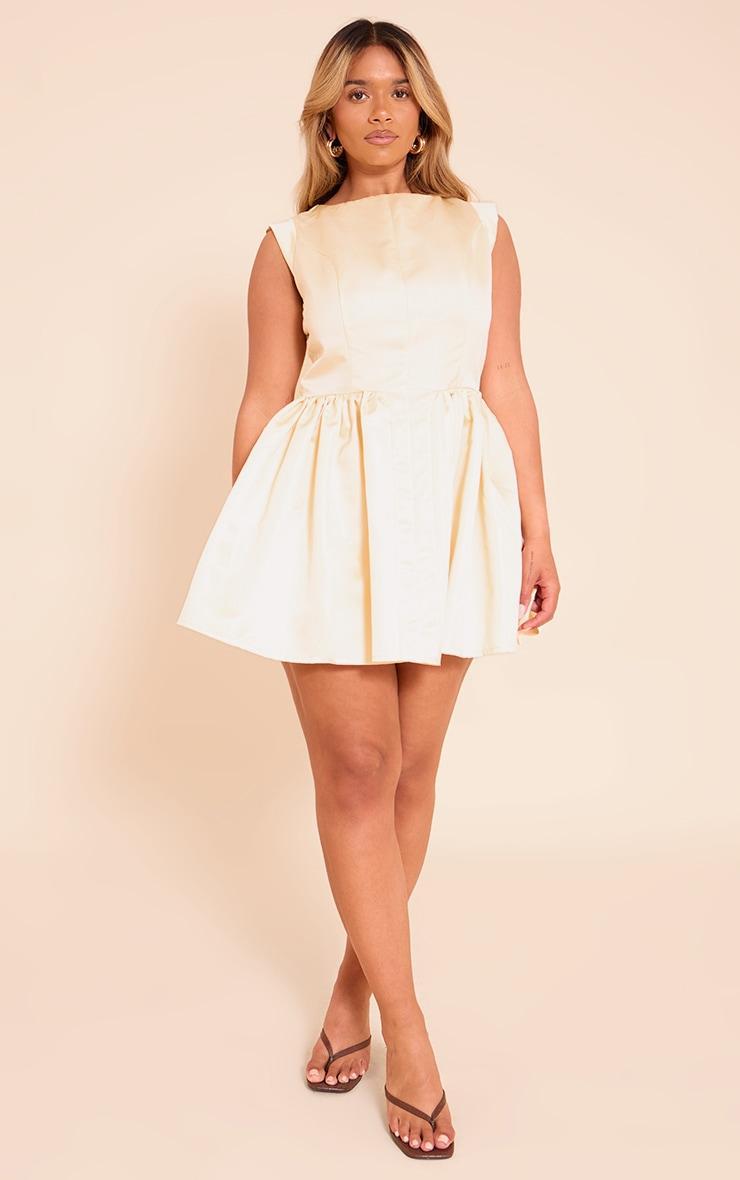 Shape Butter Yellow Boat Neck Cap Sleeve Skater Mini Dress Product Image