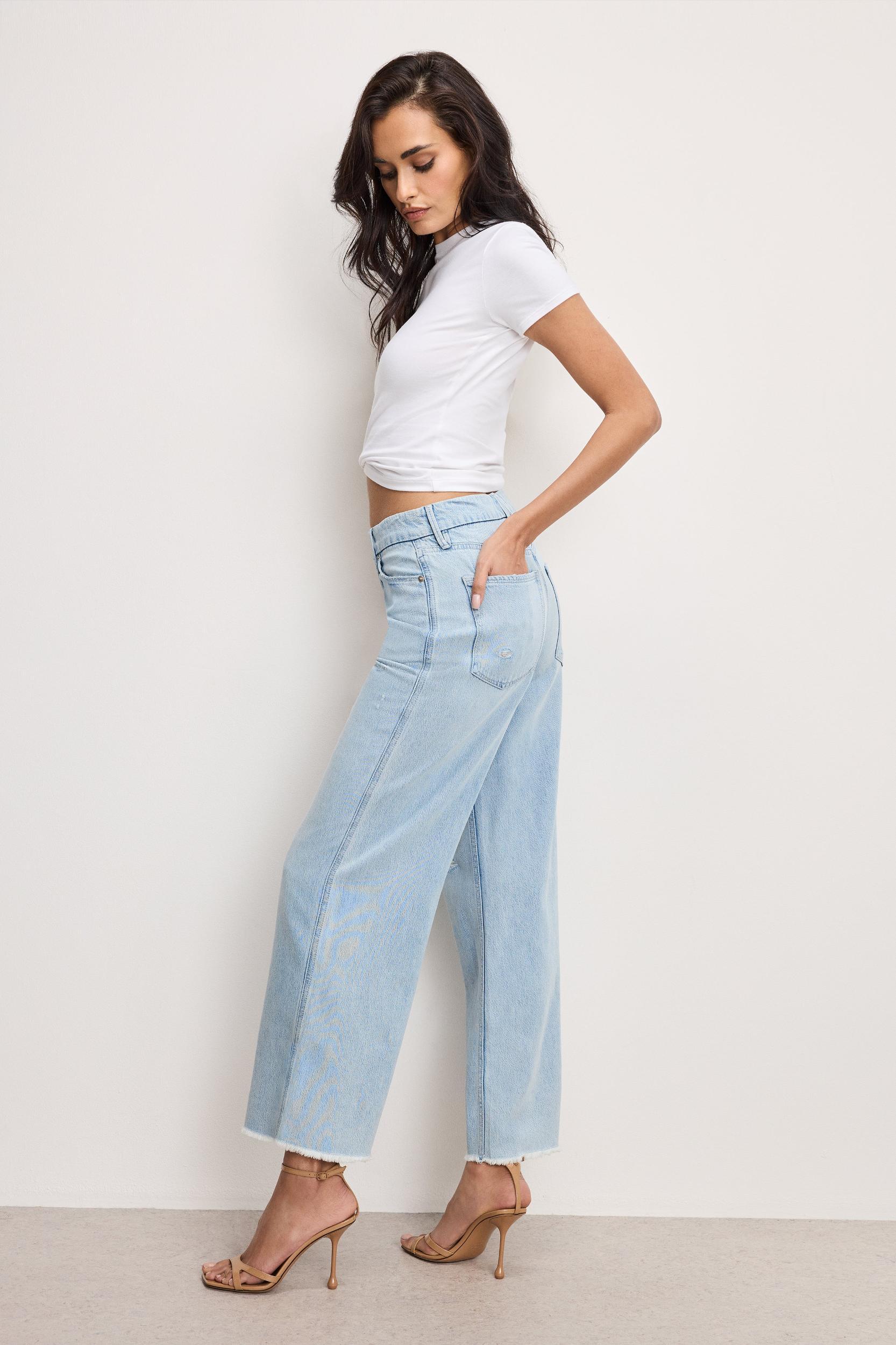 WEIGHTLESS GOOD SKATE WIDE CROPPED JEANS | INDIGO959 Product Image