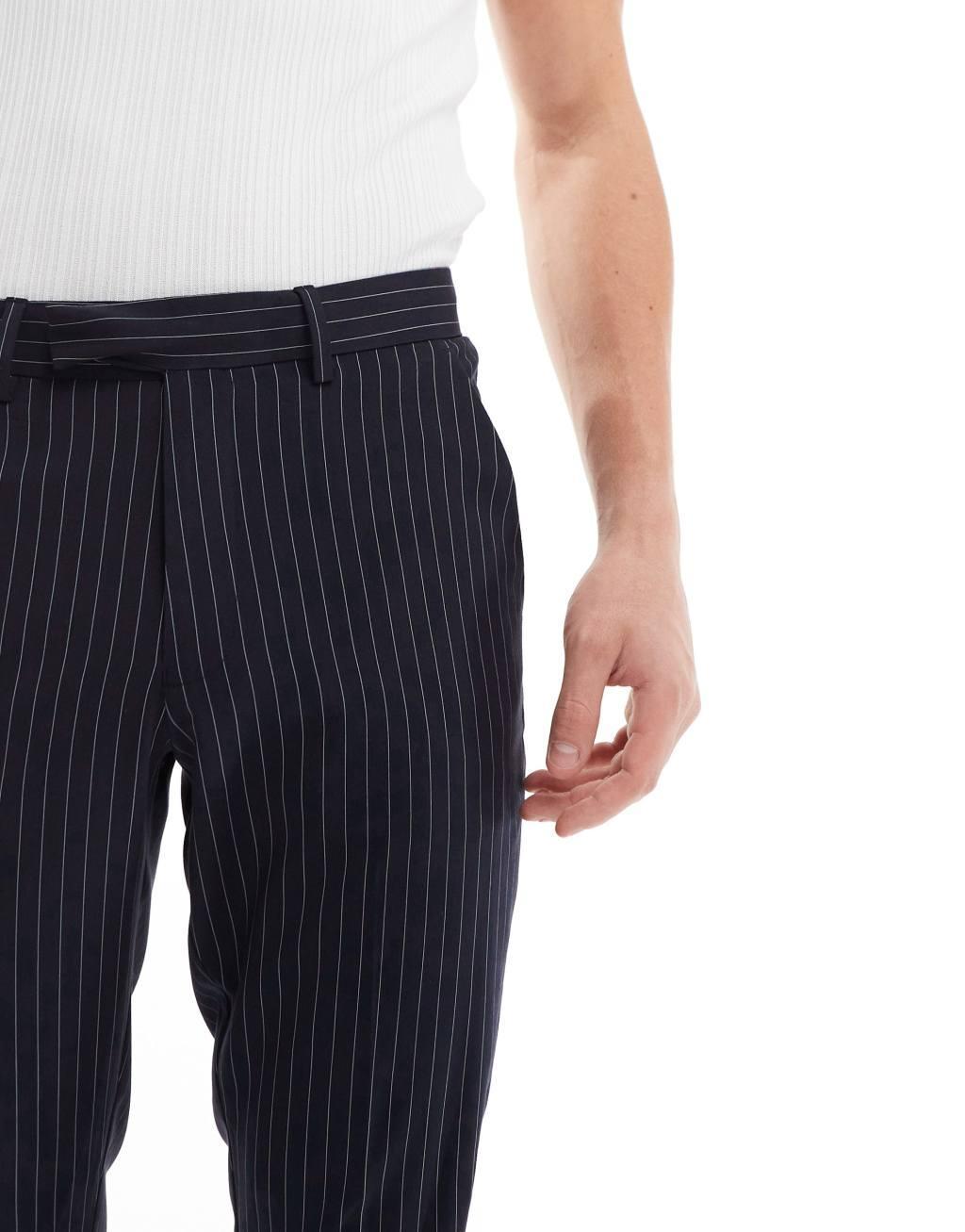 ASOS DESIGN skinny pinstripe pants in black Product Image