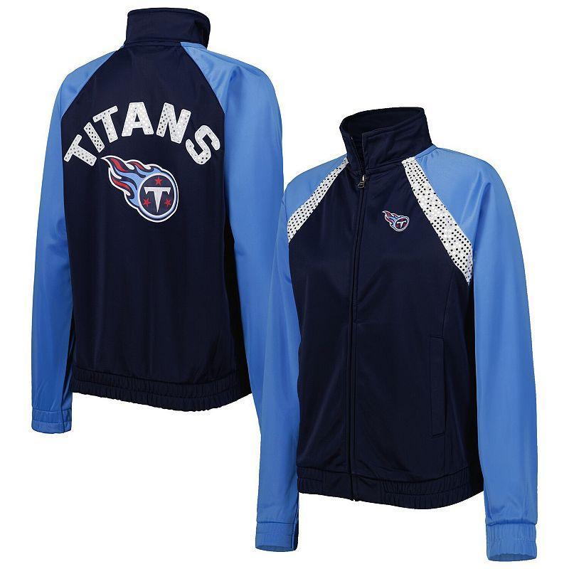 Women's G-III 4Her by Carl Banks Navy/Light Blue Tennessee Titans Confetti Raglan Full-Zip Track Jacket, Size: XL Product Image