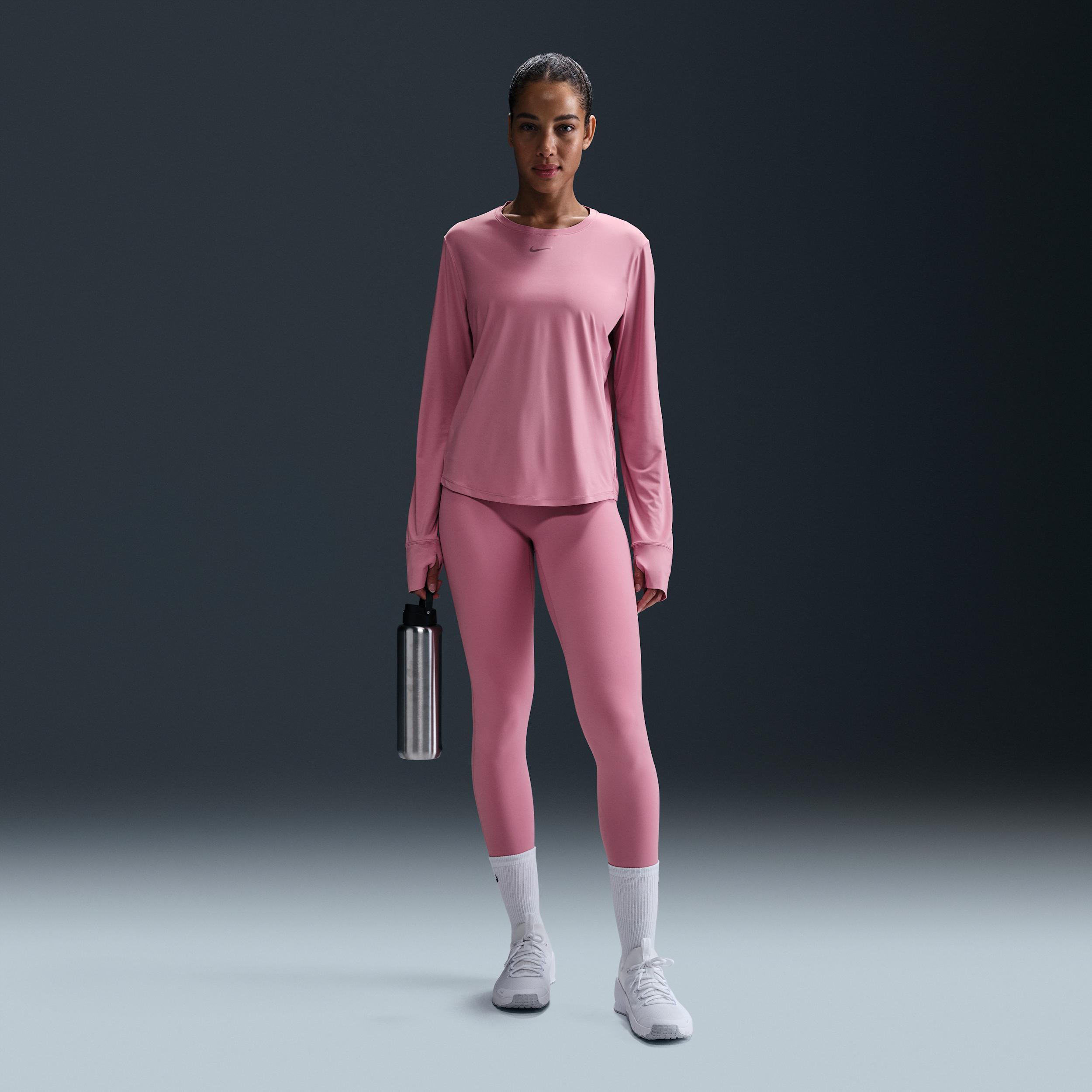 Women's Nike One Classic Dri-FIT Long Sleeve Top, Size: Medium, Elemental Pink Product Image