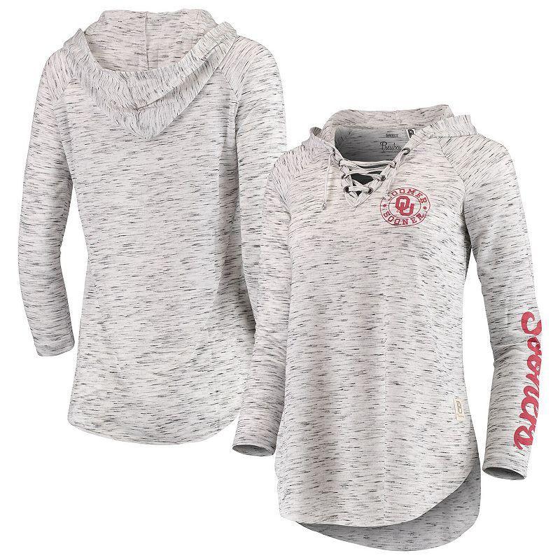 Women's Pressbox Gray Oklahoma Sooners Space Dye Lace-Up V-Neck Long Sleeve T-Shirt, Size: Medium, Grey Product Image