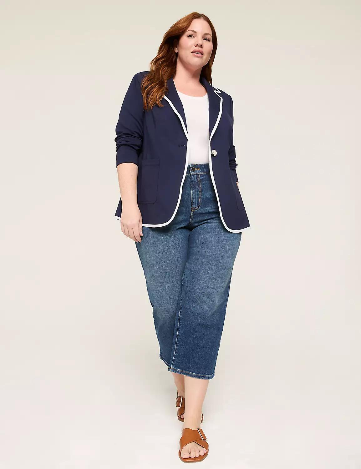 Ponte Contrast-Trim Blazer Product Image