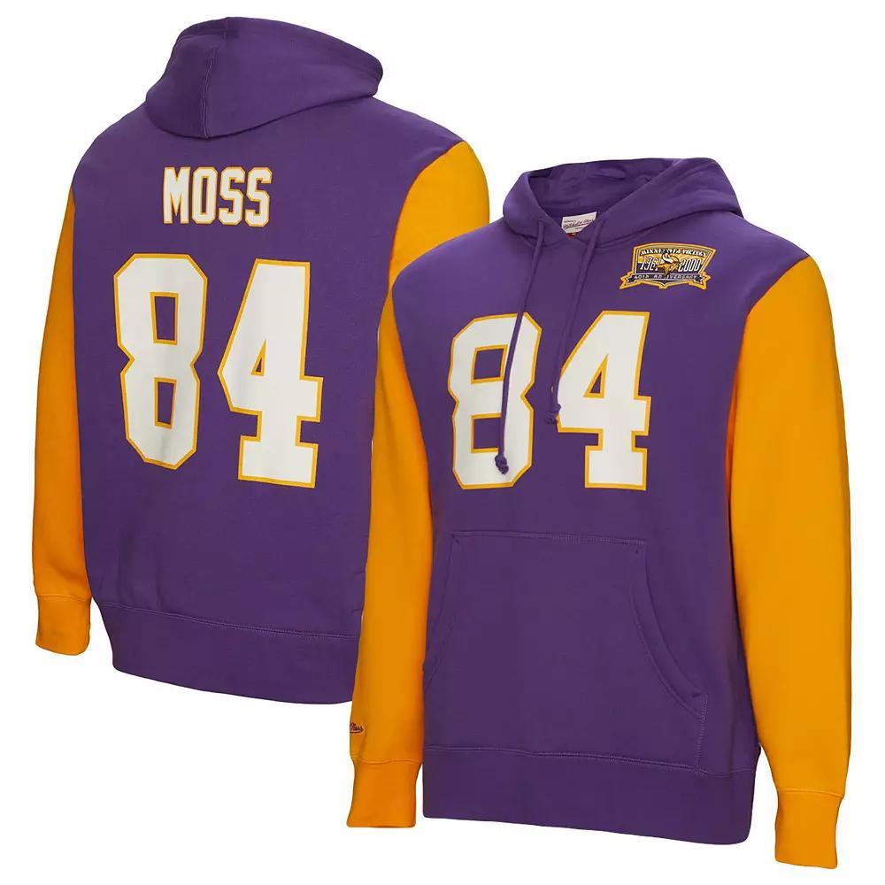 Men's Mitchell & Ness Randy Moss Purple Minnesota Vikings Retired Player Name & Number Pullover Hoodie, Size: Small Product Image