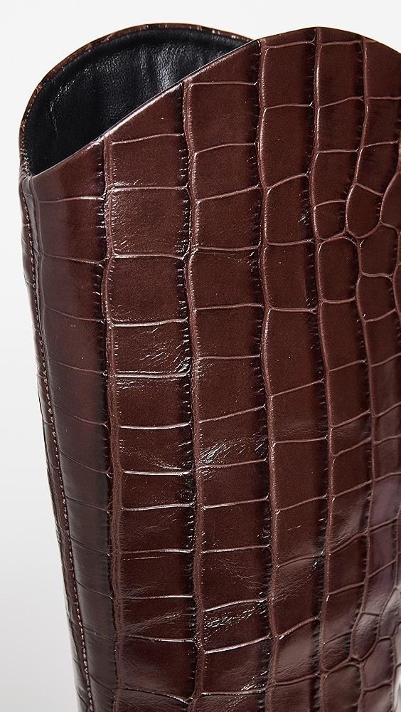 Schutz Womens Maryana Croc-Embossed Block Heel Pointed-Toe Tall Boots Product Image
